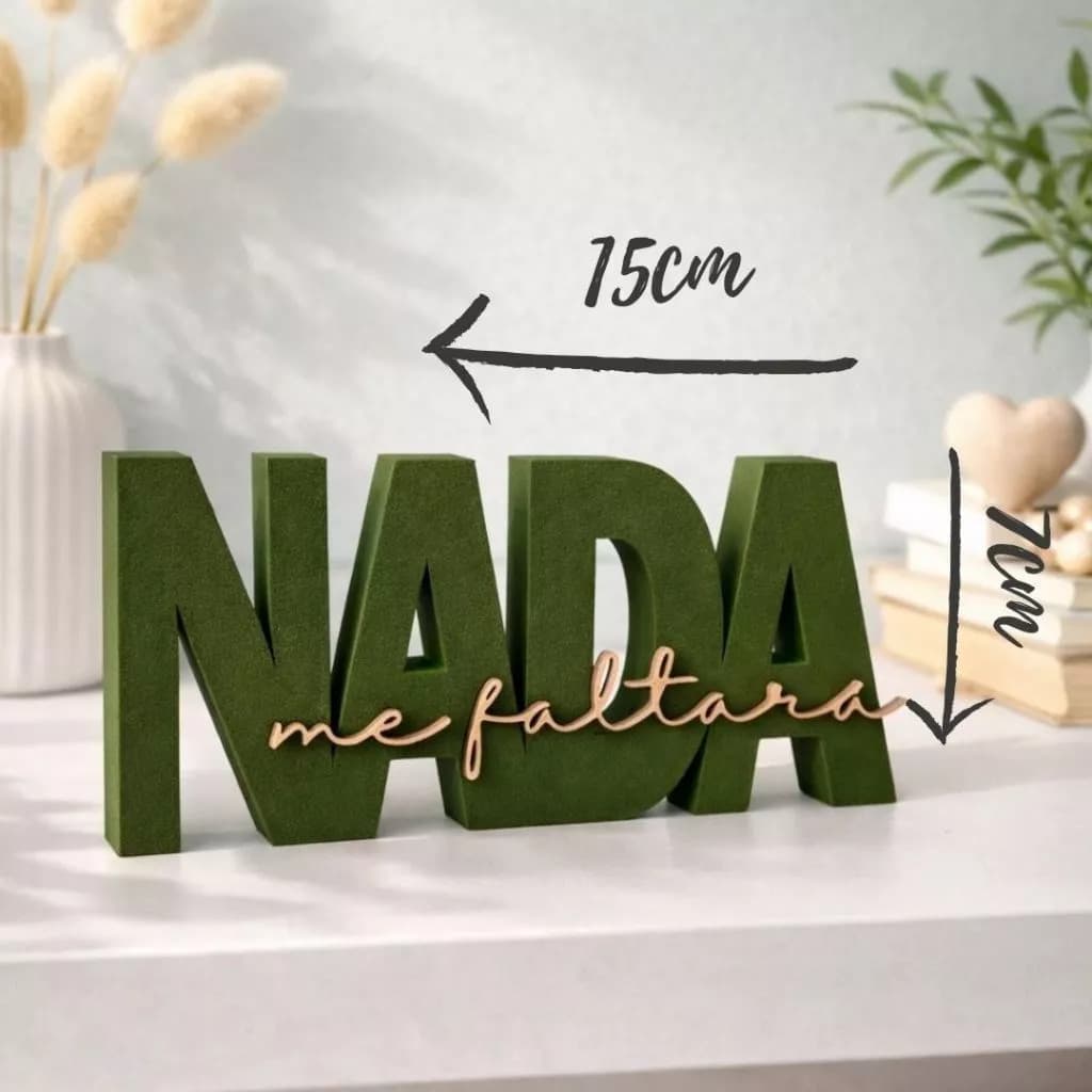 Letreiro Nada Me Faltará Decoração Cristã Moderna