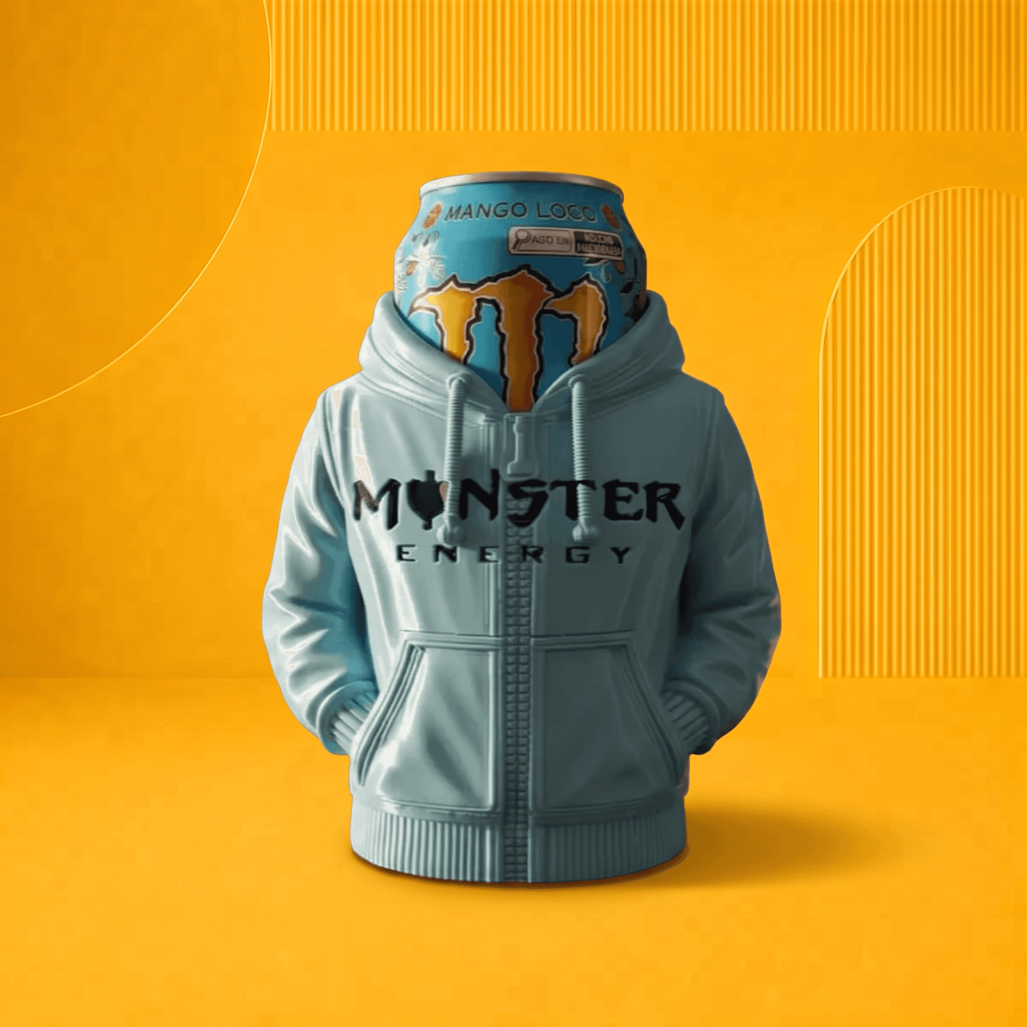 Suporte para Lata Monster Energy com Moletom – Porta Lata Decorativo, producao autoral Premium