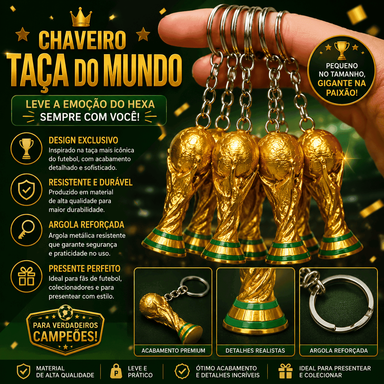 Chaveiro Taça Copa do Mundo 2026 - Seleção Brasileira