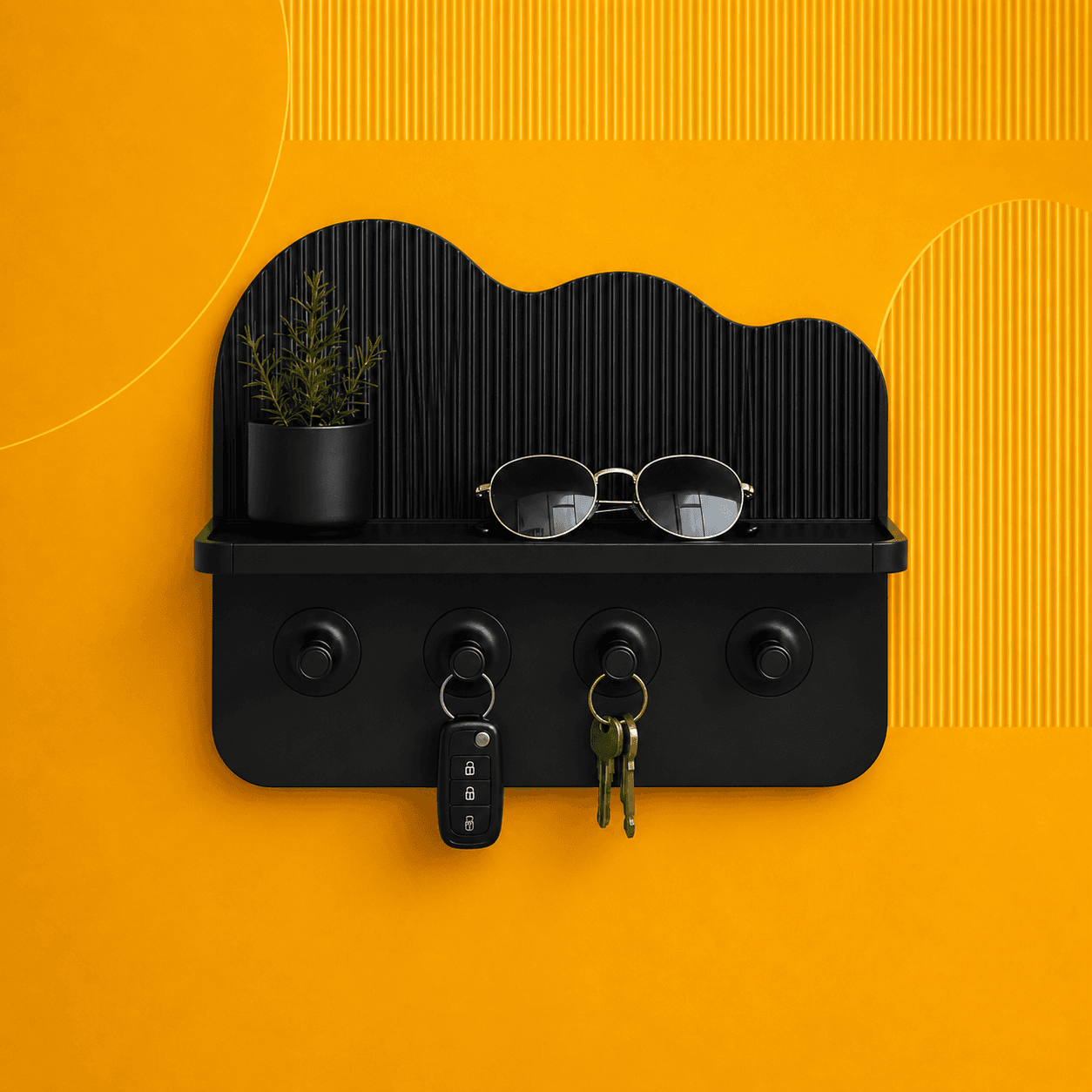 Organizador de Chaves e Entrada WaveShelf | Porta-Chaves de Parede | producao autoral