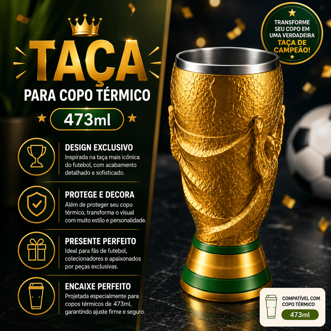 Copo Colecionador Taça do Mundo Para Copo Térmico 473m - Copa do mundo