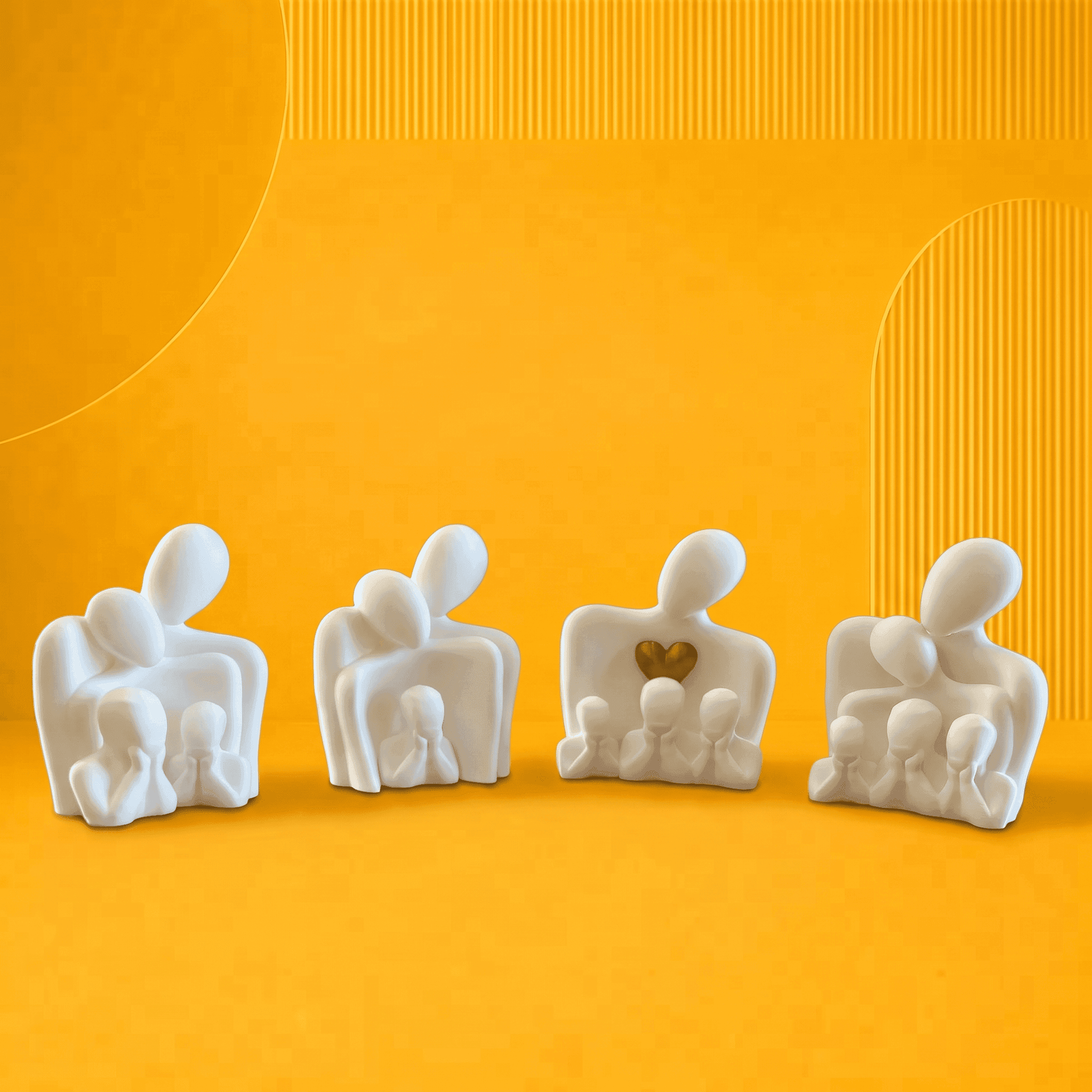 Escultura Família com Crianças Decorativa | producao autoral | Presente para Família