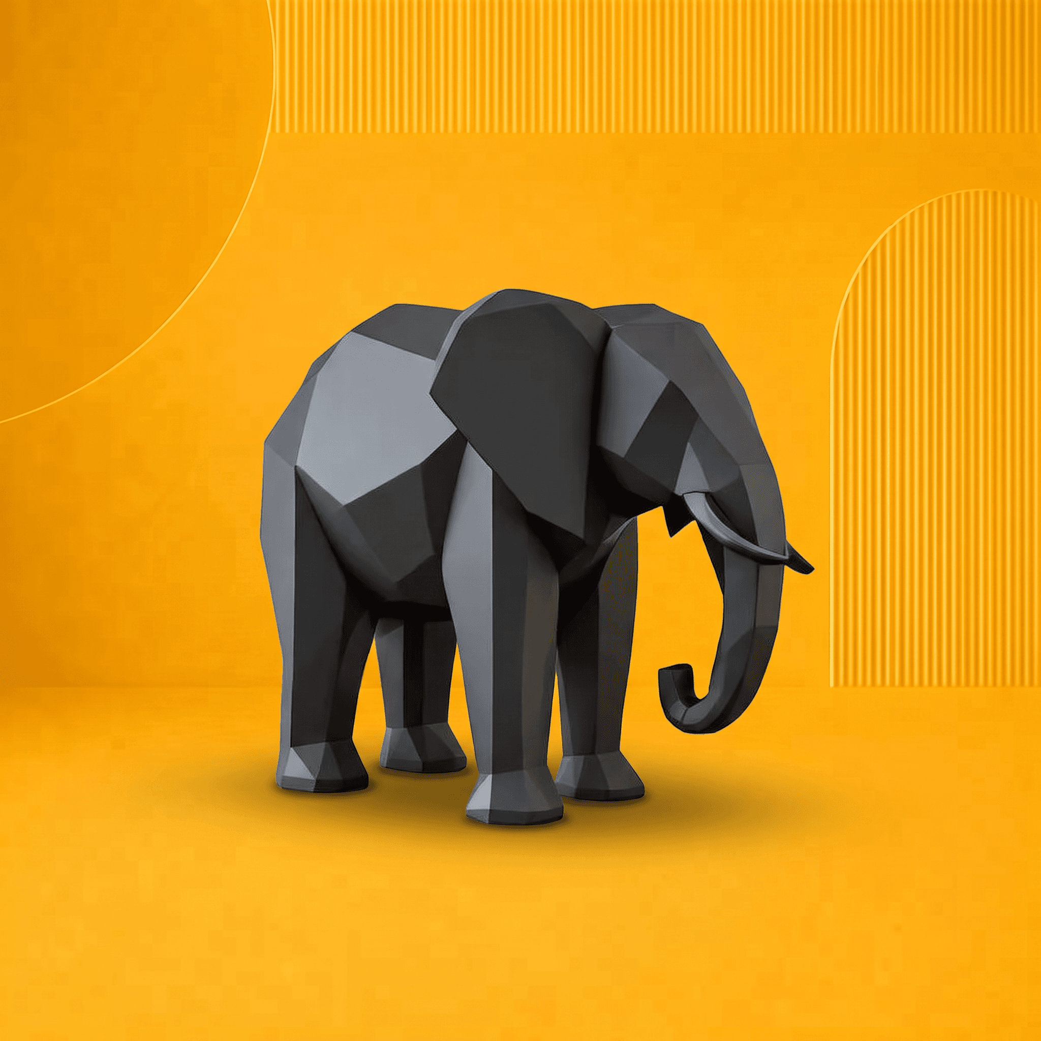 Escultura Elefante Low Poly Decorativa | producao autoral